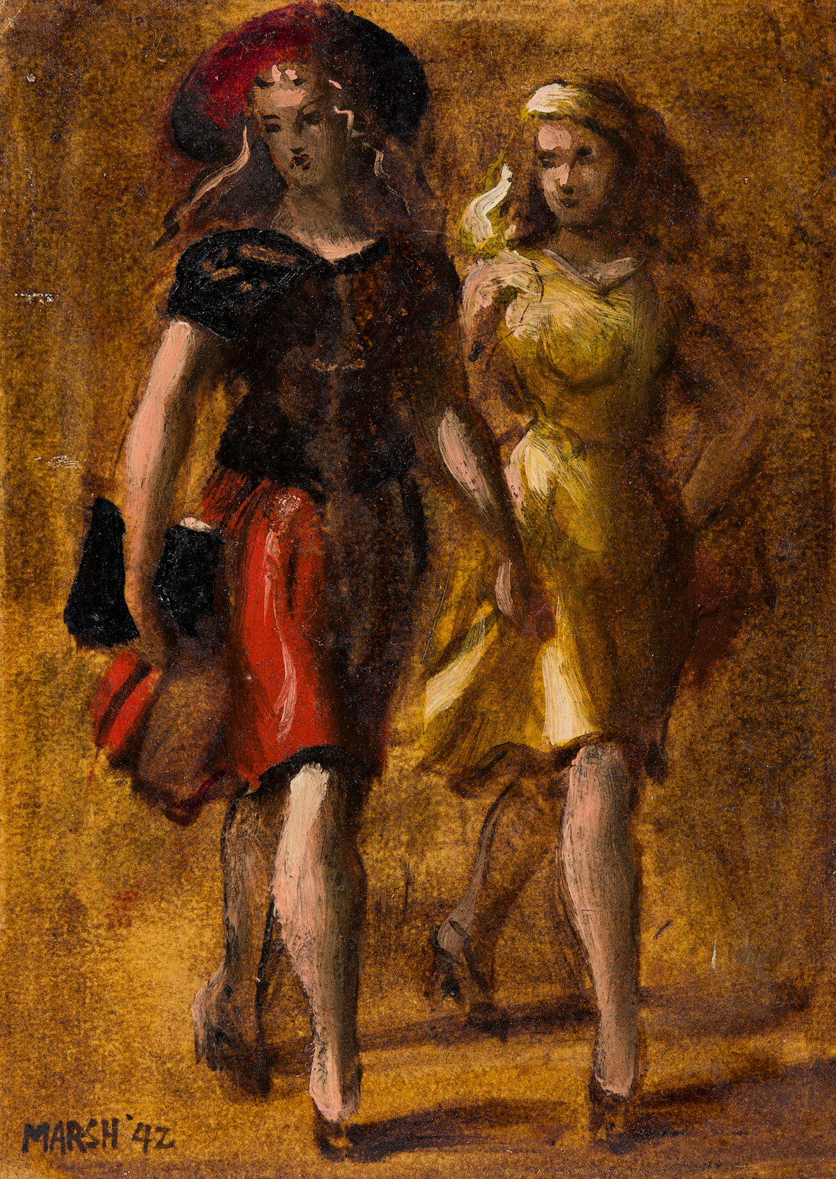 REGINALD MARSH Two Girls Walking.